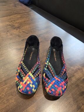 Bernie Mev Woven Catwalk Flats Black Multicolor 40